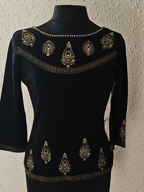 Joseph A. Cream and Black Branded Silk Tag